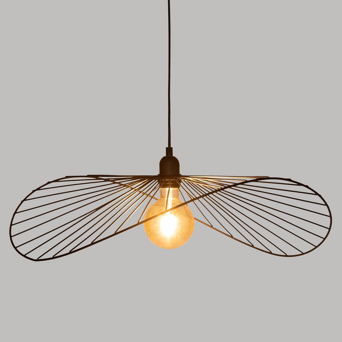Atmosphera Créateur d'Intérieur - Suspension Adelia Métal et Coton Blanc D58cm - Ampoule Non Incluse 40 W - Câble Réglable 80 cm - Salon, Cuisine, Bureau, Chambre