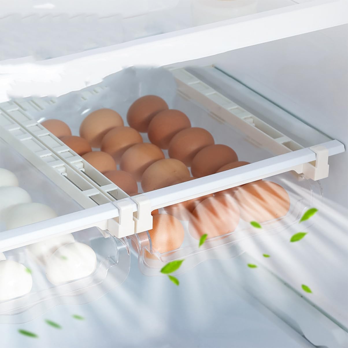 Mikikit 1pc Multi-function Refrigerator Egg Holder Rolling Egg Type Storage Rack for Organized Fridge -saving Design for Home Use Lightweight and Easy to Clean