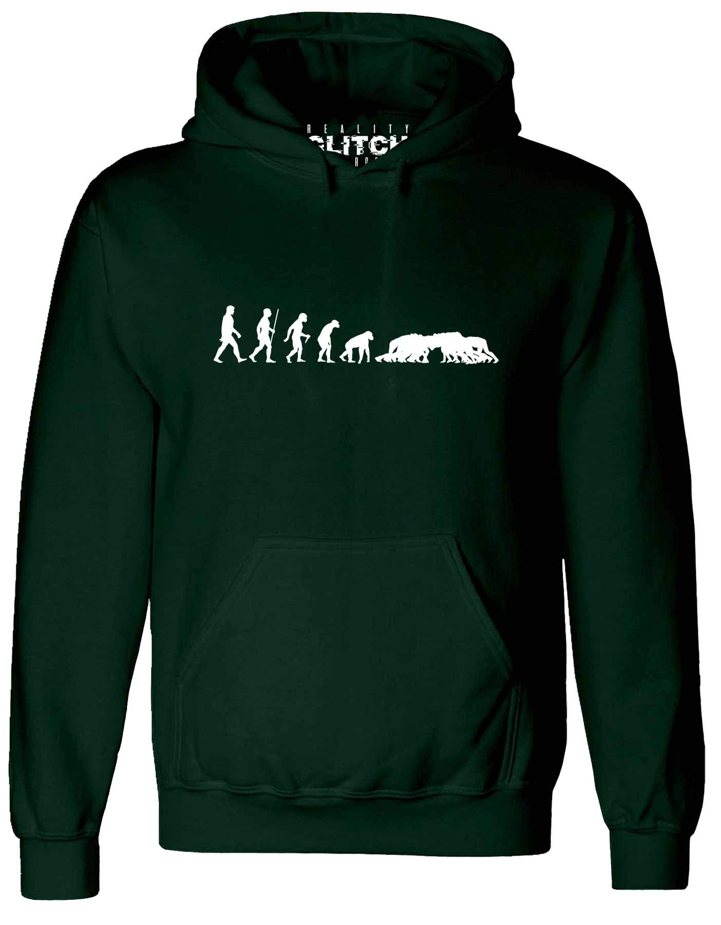 Reality Glitch Men's Bottle Green Evolution Of Rugby Hoodie