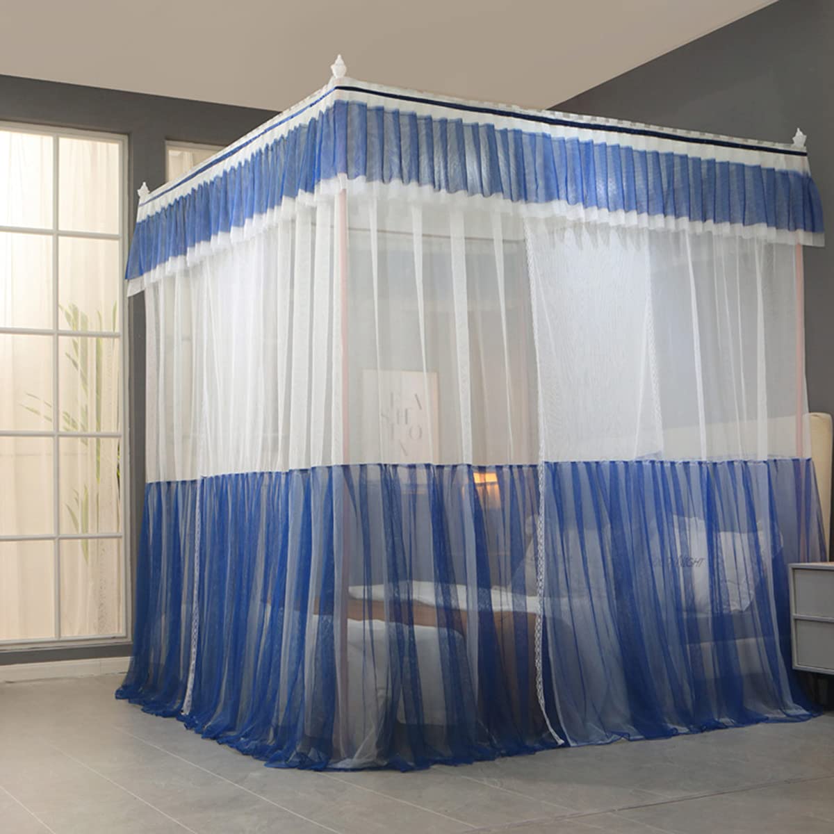 Moustiquaire élégante OKUOKA auvent de lit bicolore pour créer un cocon dans votre chambre