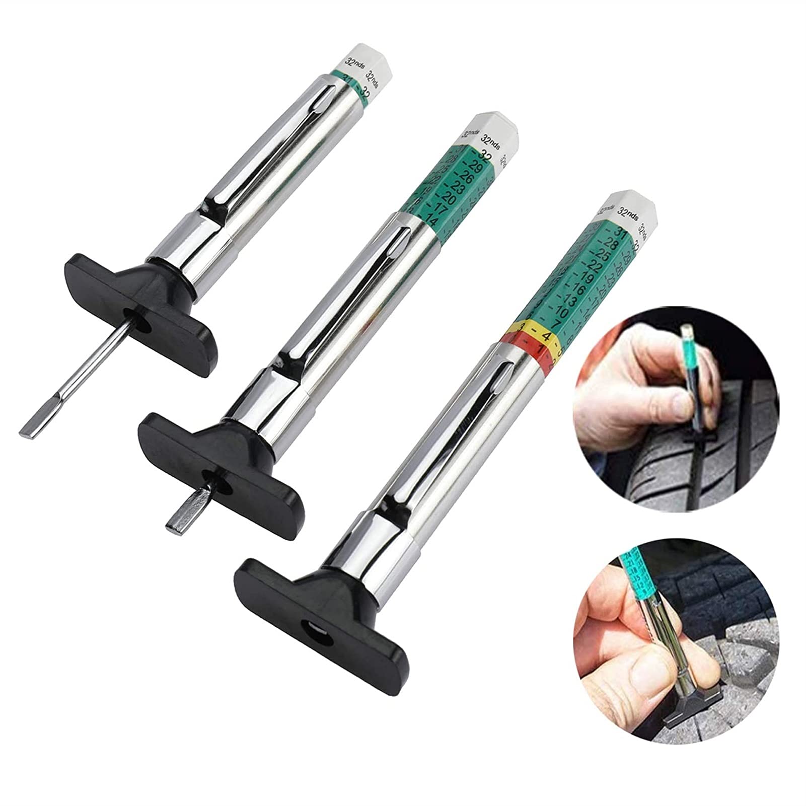 JJJ 30 PCS Neumático Portada Profundidad Calibre Color Codificado Neumático Pisada Profundidad EXACTUCE HERRAMENTAS DE MEDICIÓN