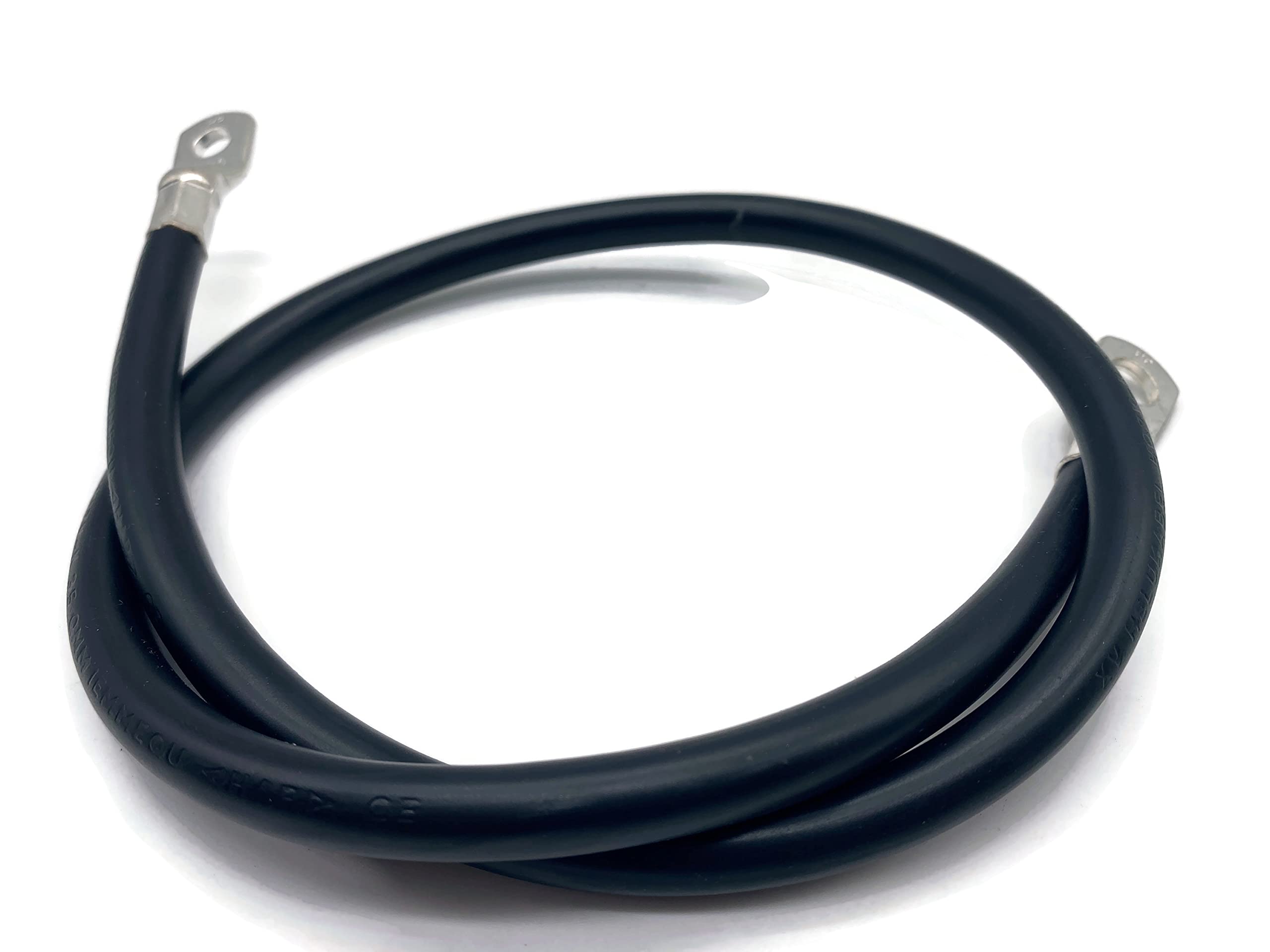eXODA Juego de Cables de batería 35 mm² 75cm terminales M10 y M8 Negro para Auto Moto Barco Flexible 99 por ciento Cobre 12V Ideal para baterías solares y de Auto