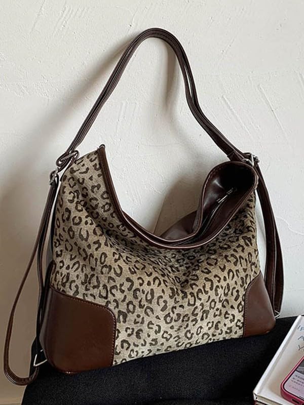 Image of y2k Cheetah Handbags for Women, Hobo Bag Cheetah Print Ladies Chic Shoulder Bags Tote Bag Leopard Print Large Crossbody