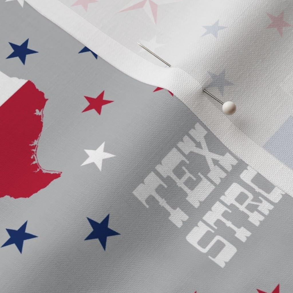 Spoonflower Fabric - Texas Strong White Blue Star Red Cowboy Patriotic Gray State Pride Printed on Petal Signature Cotton Fabric by The Yard - Sewing Quilting Apparel Crafts Decor
