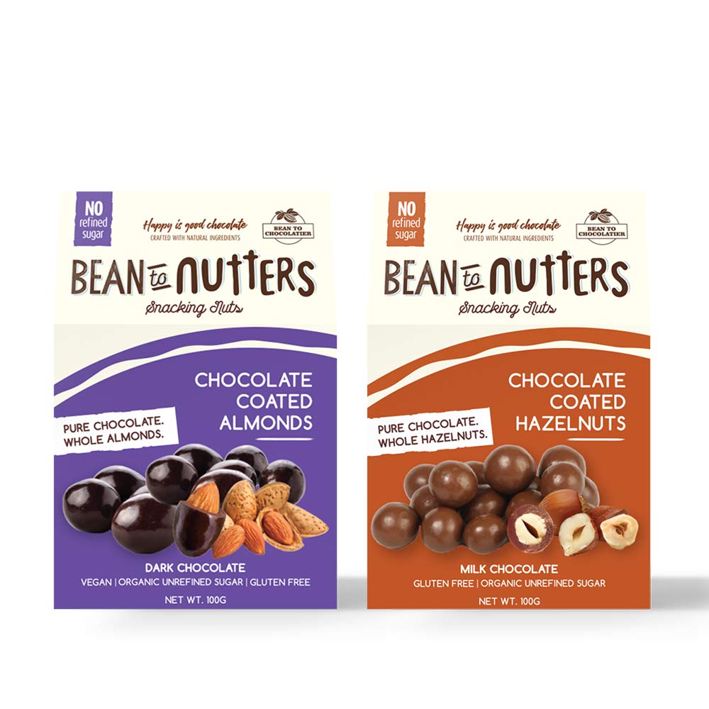 Bean to Nutters - Dark Chocolate Coated Almonds + Milk Chocolate Coated Hazelnuts