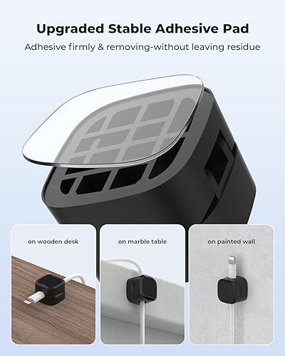 Miniatura 3 de Paquete de 6 clips magnéticos para cables, gestión de cables debajo del escritorio, organizador de cables adhesivo AORUICN para el hogar, oficina,