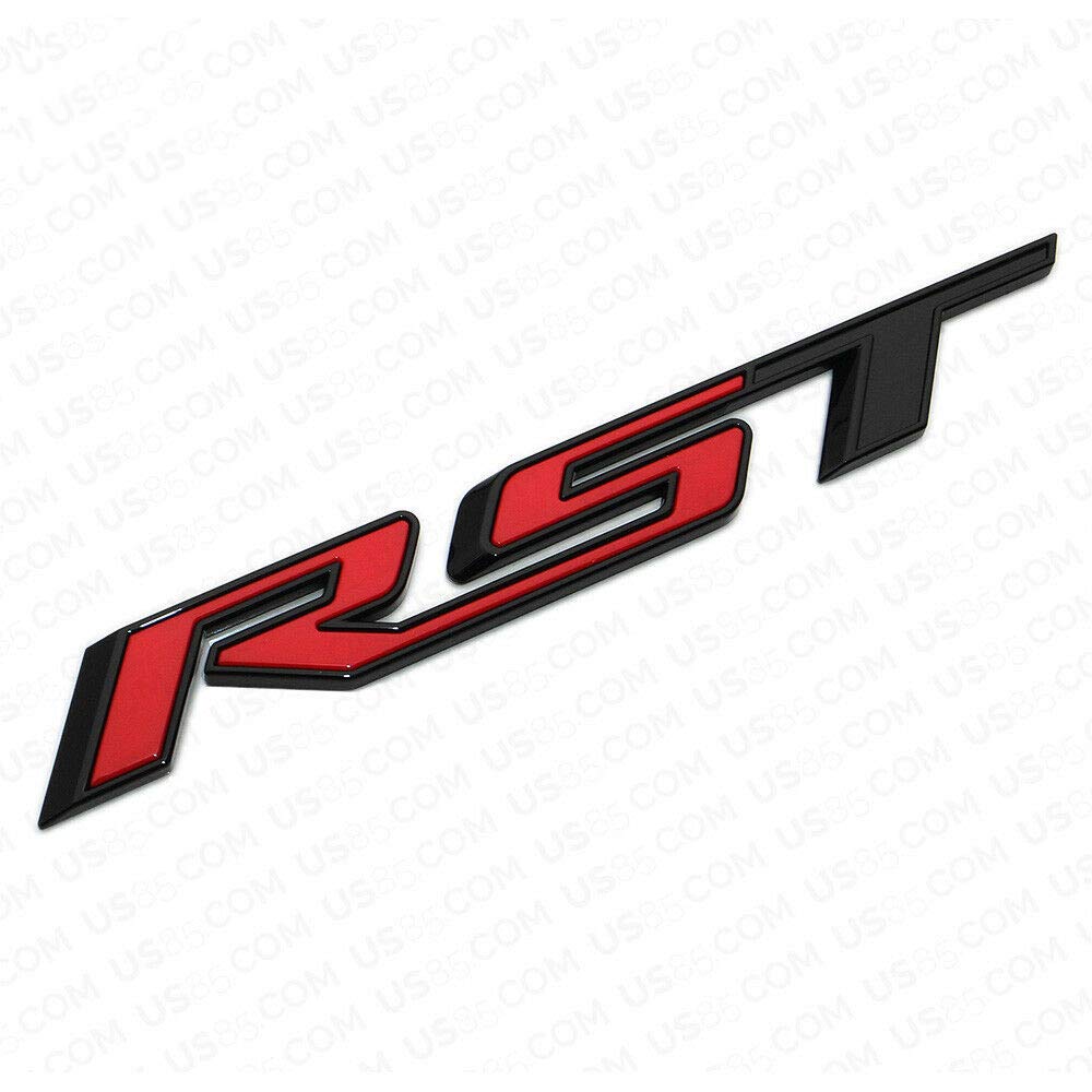 1Pcs RST Tailgate Emblem Badge Letter Inserts Replacement For 2019 2020 2021 Chevy Silverado 1500 Tahoe Yukon SUV 4x4 (Black Red)
