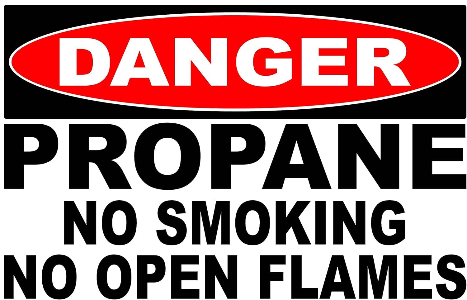 Danger Propane No Smoking No Open Flames Rust-Free Aluminum Warning Sign - Weather Resistant, Waterproof, Easy to Mount for Gas Station, Campground, Factory, Indoor/Outdoor 12x8 inch