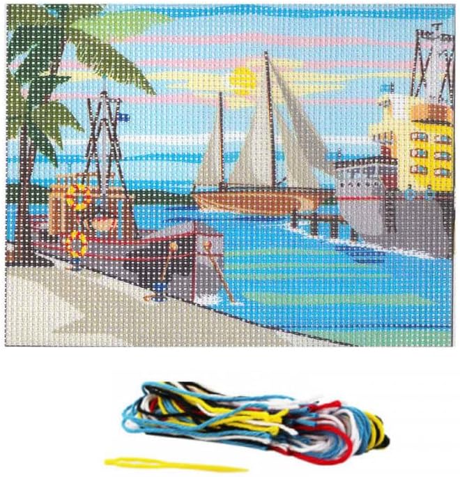 Kit Ricamo Punto Croce Distrifil - Tela 30x40cm, Modello Faro 22x33cm, Filo Cotone - Foto 6