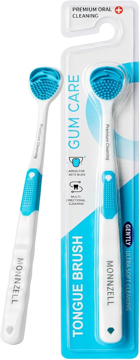 Raspador y cepillo de lengua de silicona para adultos, limpiador de lengua suave para el mal aliento, cerdas suaves y flexibles que eliminan la capa de la lengua y los residuos de alimentos, herramienta de higiene bucal no metálica para un aliento fresco