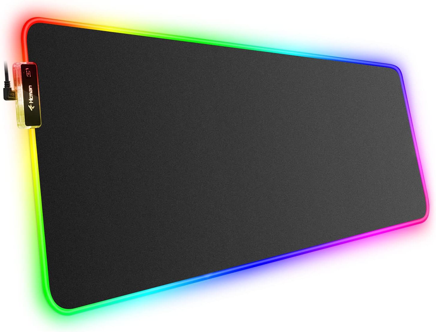 Hcman RGB Gaming Mouse Mat Pad, Large Thick (800×300×4mm) XXXL Extended Led Mousepad with Non-Slip Rubber Base, Soft Computer Keyboard Mice Mat for Macbook, PC, Laptop, Desk - Black