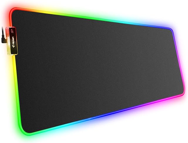 Hcman RGB Large Gaming Mouse Mat, XXL Mouse Pad 800×300×4mm, PC Gaming Accessories Mousepad, Keyboard Desk Mat for Computer Gamer- Black