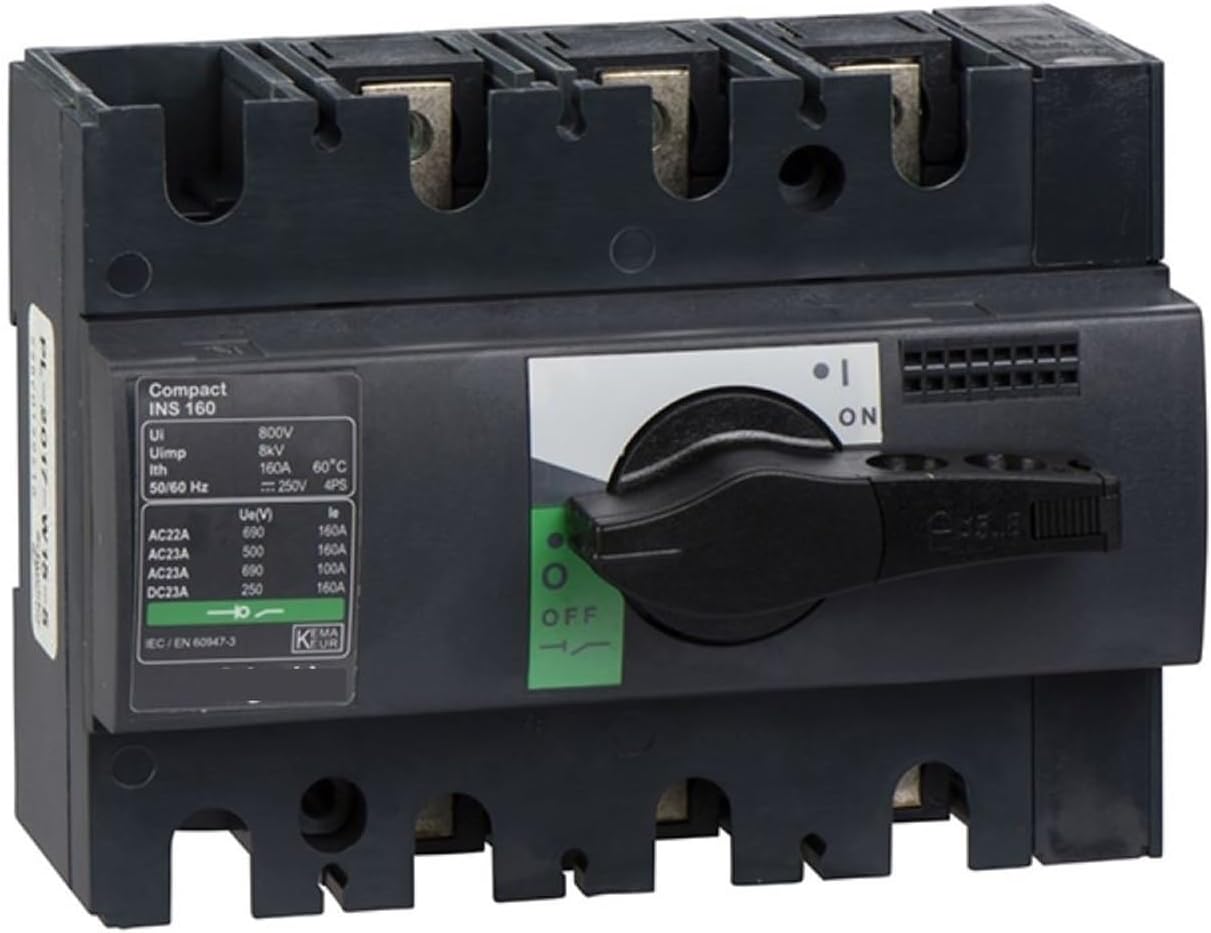1pcs 28912 INS160 3P Switch disconnector, Compact INS160, 160 A, Standard Version with Black Rotary Handle, 3 Poles