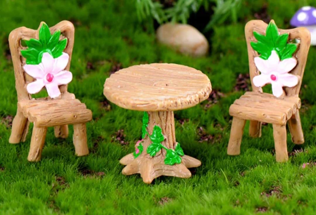 Bloom Bagicha Table and 2 Chair Set for Fairy Garden/Landscaping/Tray Gardening/Terrariums-picture-29