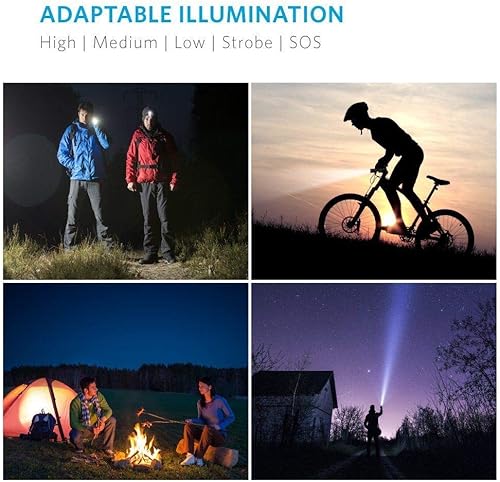 Miniatura 6 de Linternas tácticas paquete de 5 linternas de luz linterna LED más brillante con 5 modos de linterna impermeable ajustable para ciclismo camping