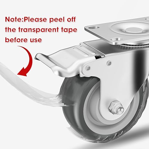 Miniatura 29 de Ruedas giratorias de 5 pulgadas, juego de 4 ruedas resistentes – CLOATFET Ruedas giratorias de bloqueo con freno (placa superior), ruedas giratorias