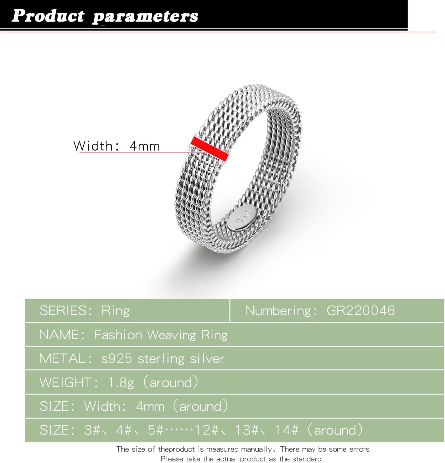 Dankadi 925 Sterling Silver Ring 4-8MM Wide Handmade Braided Mesh Ethnic Ring For Men & Women Size 4-14 Thumb Finger Minimalist Wedding Band Ring Gift Jewelry