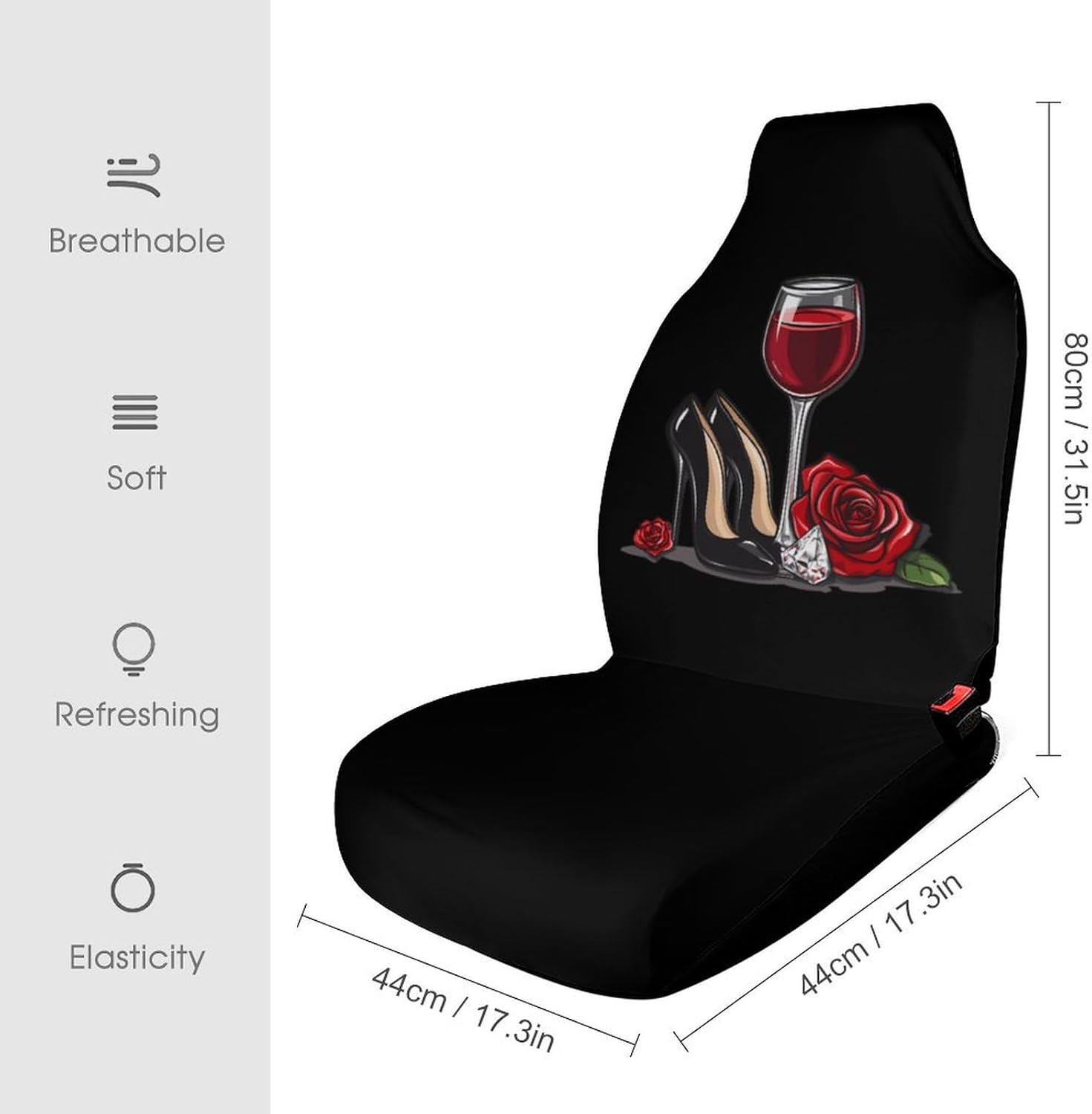 High Heel Shoes Red Wine Glass and Diamonds Car Seat Covers Universal Car Front Seats Protector Auto Interior Accessories 1PCS