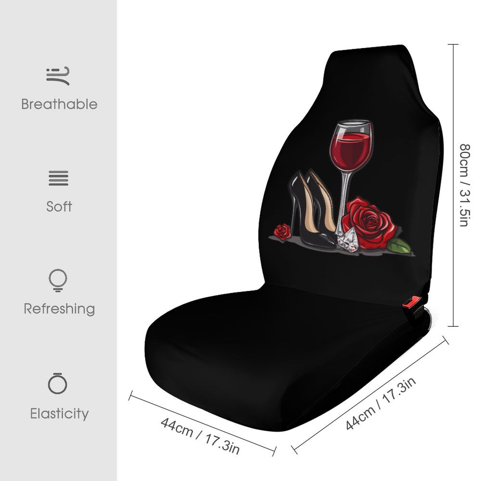 High Heel Shoes Red Wine Glass and Diamonds Car Seat Covers Universal Car Front Seats Protector Auto Interior Accessories 1PCS