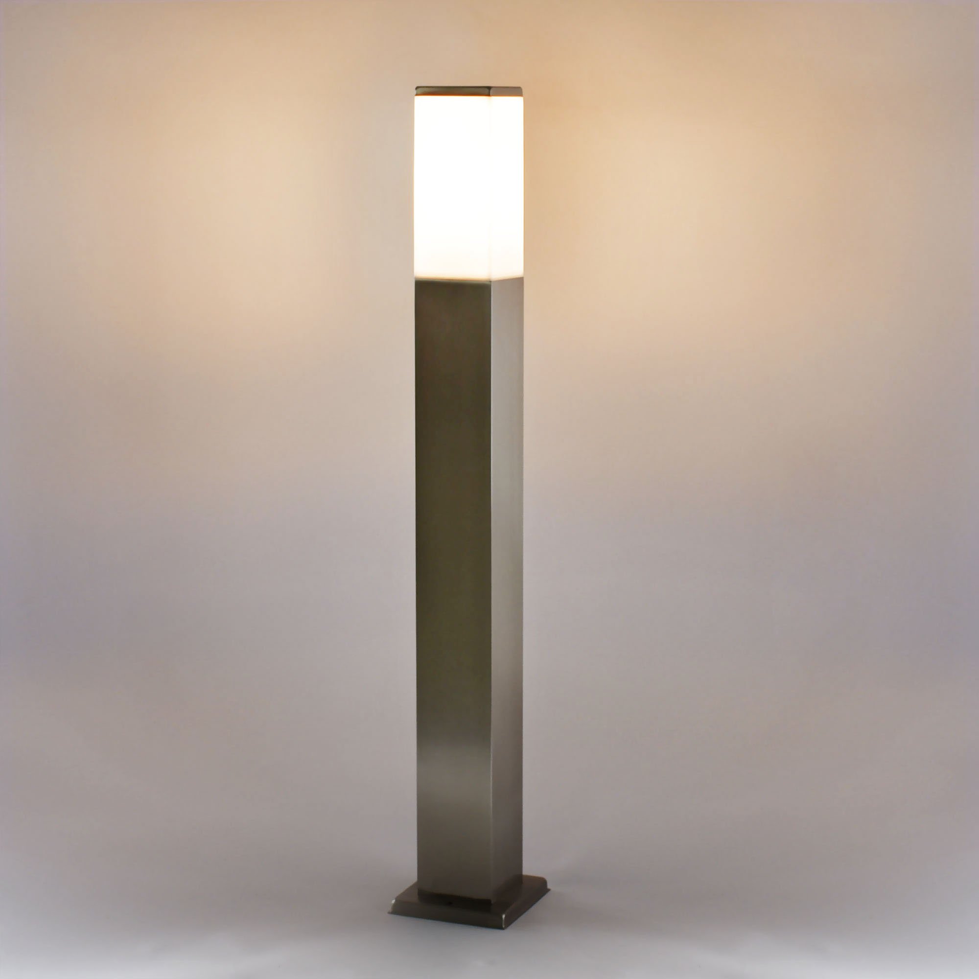 Maxkomfort E27 Aussen Standleuchte aus Edelstahl 80 cm eckig Standleuchte Aussenstandlampe Standlampe Aussenstandleuchte E27 Fassung 446