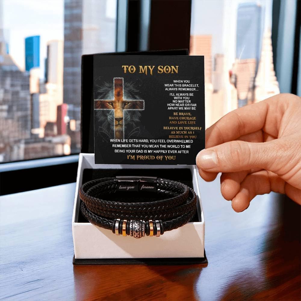 VIRAGIL To My Son Bracelet, Son Gifts From Mom And Dad, Bracelet For Son From Dad, Son Bracellet From Mom, Birthday Gift For Son, Men Bracelet, Gift For My Son Birthday With Message Card And Gift Box
