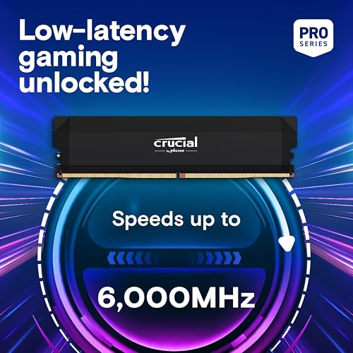 Crucial Pro DDR5 RAM 32GB Kit (2x16GB) 6000MHz CL36, Overclocking Gaming, Intel XMP 3.0 / AMD EXPO, Computer Memory (PC), Black - CP2K16G60C36U5B - 2