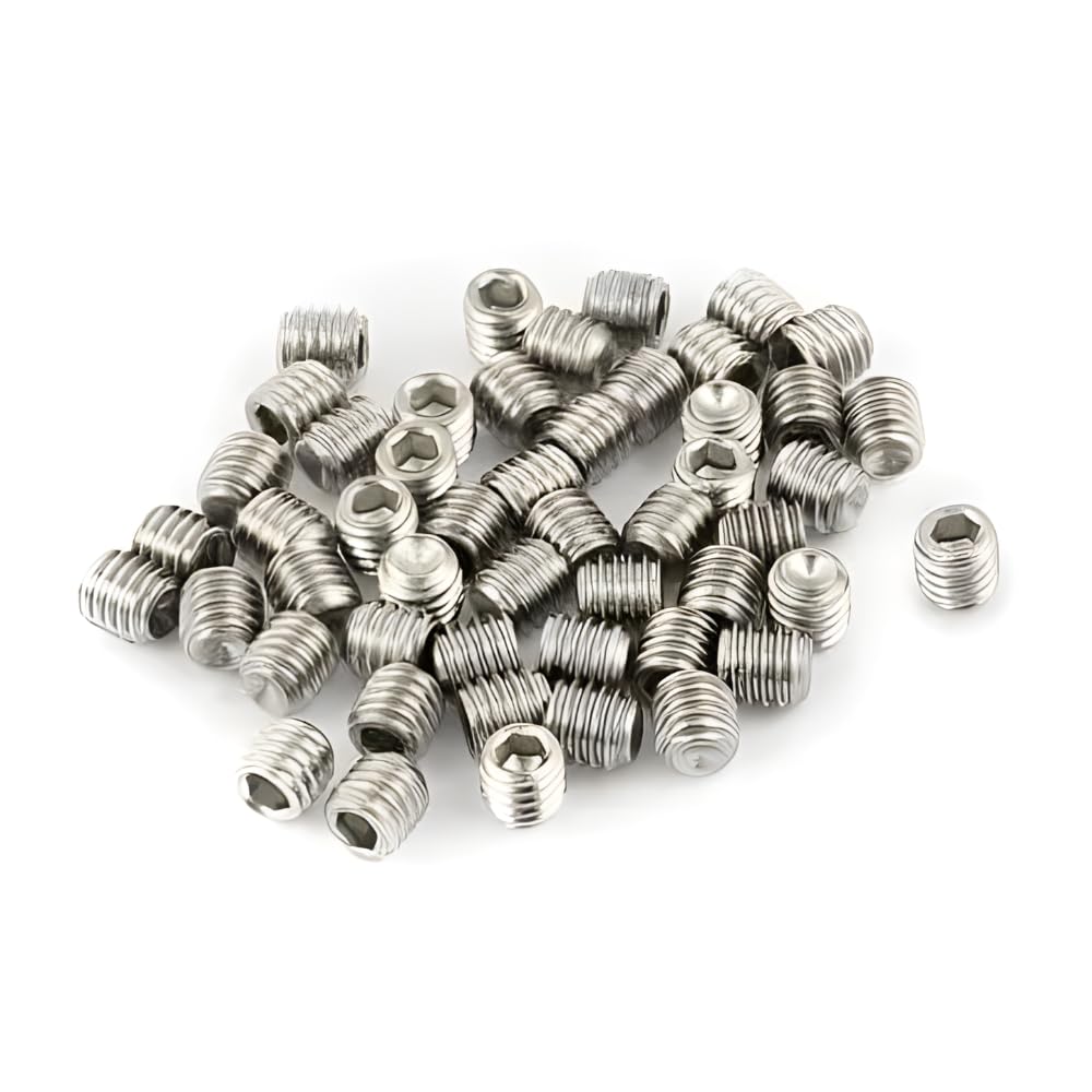 SDFIXNGS Hex Socket Grub Screw Flat Point Set Screws, 304 Stainless Steel, Metric Headless Grub Bolts for Door Handles, Light Fixtures and Hardware Repair (100, M4x6mm)