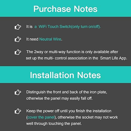 Miniatura 9 de BSEED Interruptor de luz inteligente, interruptor táctil WiFi de 2 bandas con control de aplicación Smart Life y función de temporización,