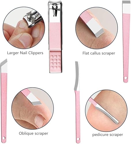 Miniatura 3 de Aoyuele - Juego de cortaúñas 18 en 1, kit de aseo profesional de acero inoxidable, tijeras de uñas, lima de uñas, tijeras de pelo de nariz,