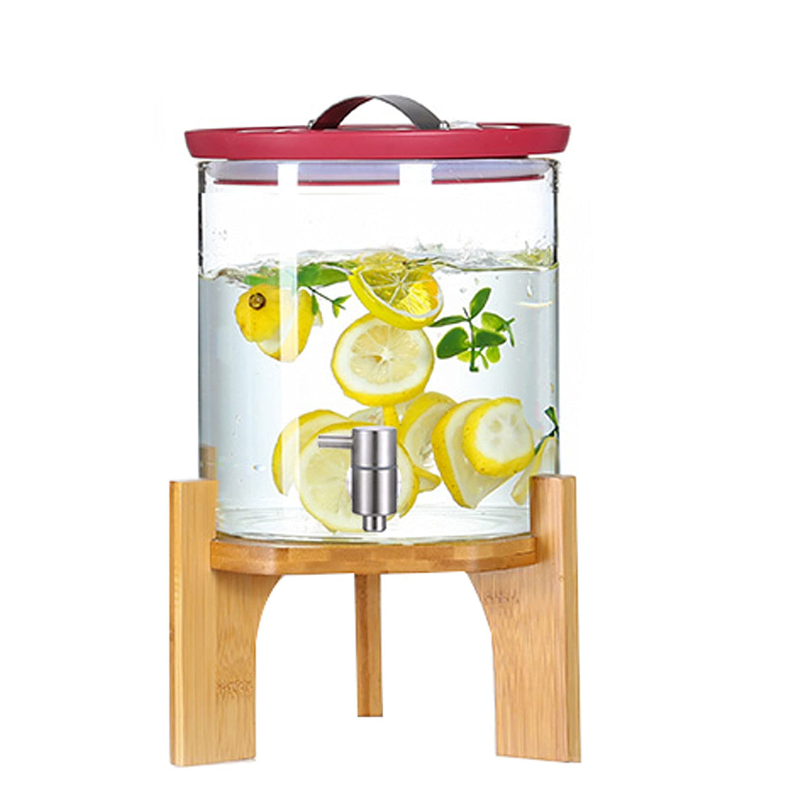 Szklany dozownik napojów z kranem ze stali nierdzewnej, 5 l / 7,5 l / 10 l, dozownik ciepłej i zimnej wody na wesela i imprezy, do kombuchy i herbaty słonecznej