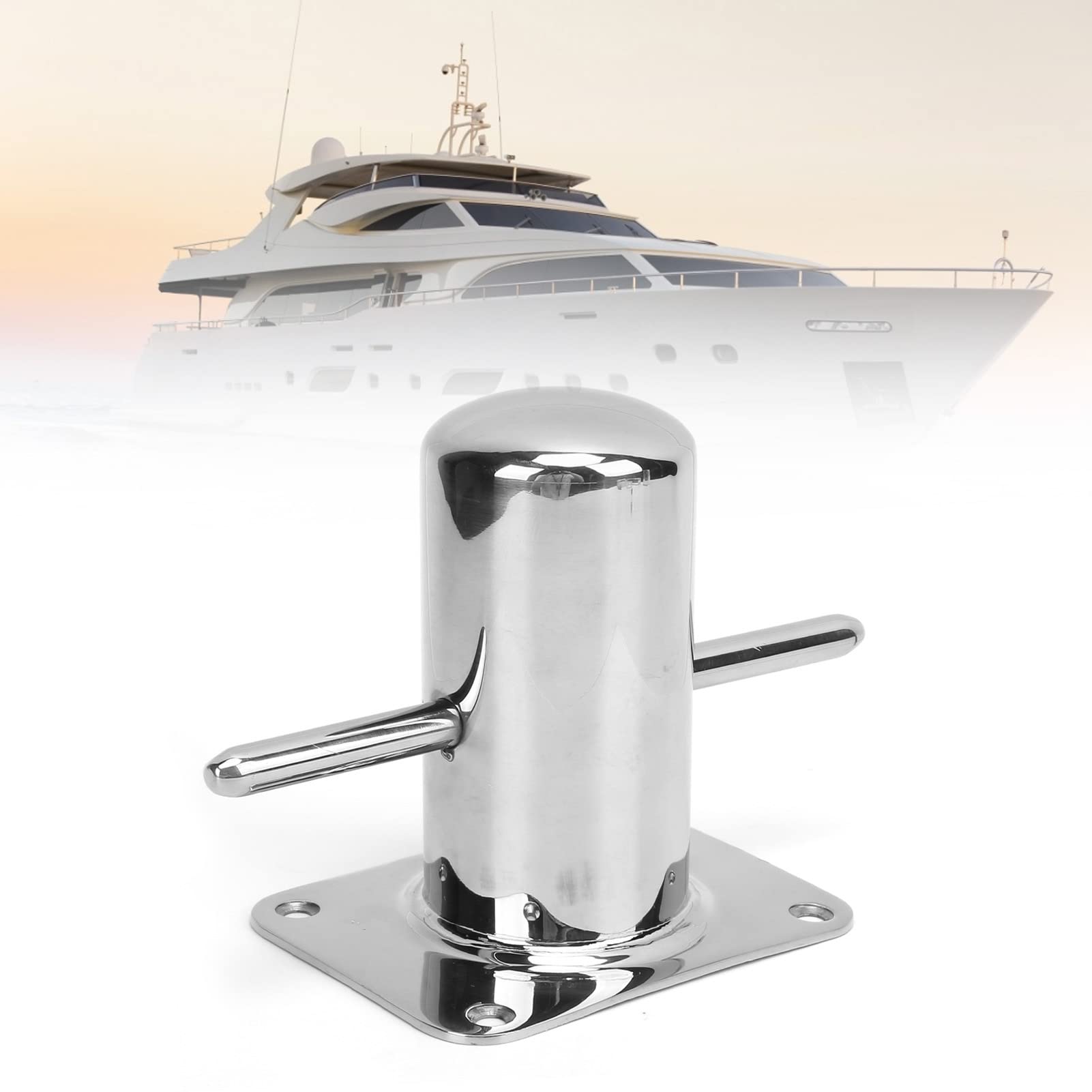 Punta per lago in acciaio inossidabile 316 | Heavy Duty Cross Bollard Cleat per barche/kayak/Docks | Accessori hardware marini resistenti | Specchio - finitura lucida, 344-586G