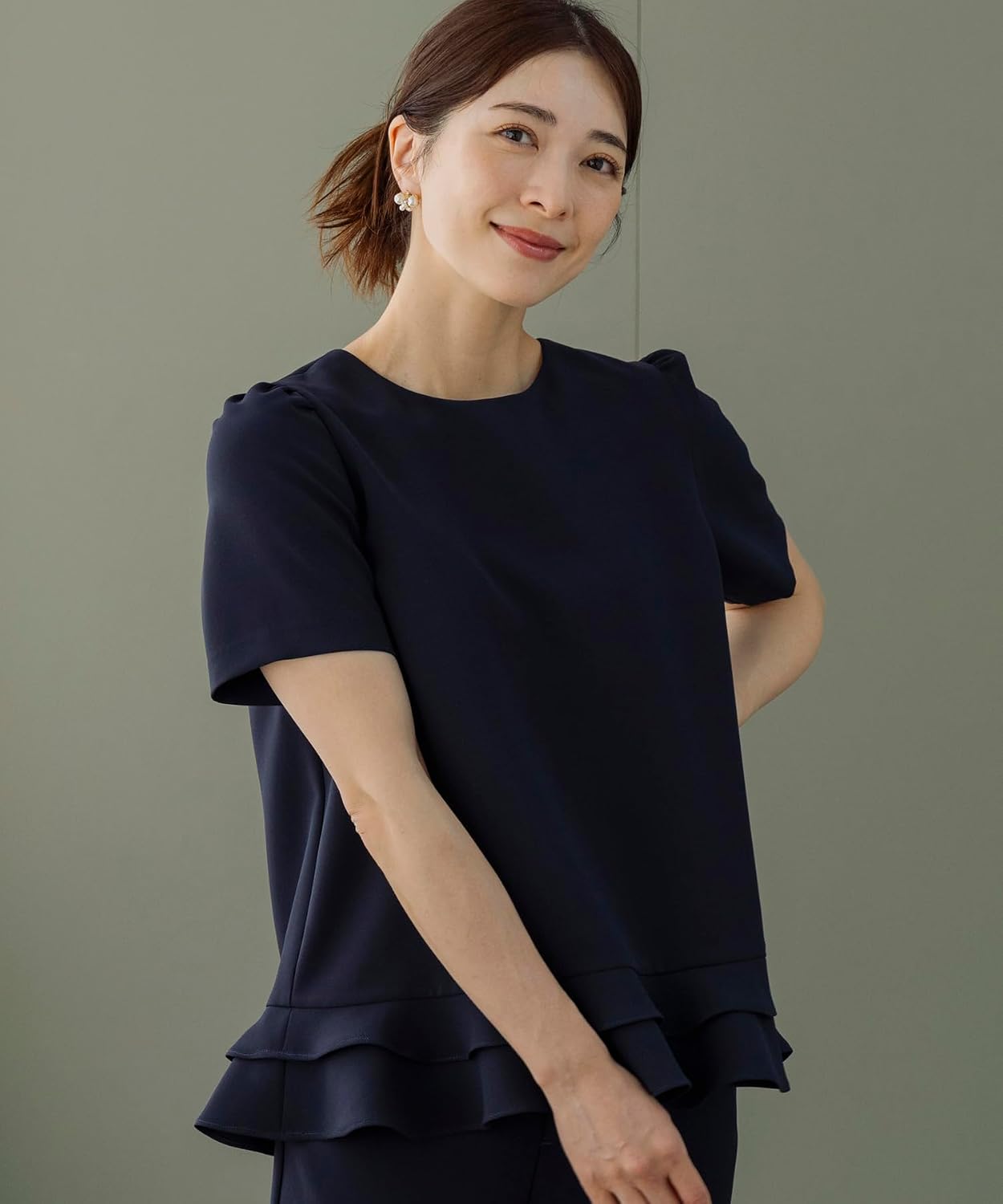Amazon.co.jp: [ソーノ] ブラウス NAVY ミニティアードレディブラウス 