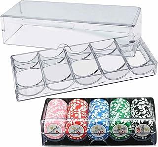 2 Poker Chips Box Acryl PokerChips Tray Box, Poker Chip Tablett, Acryl Pokerchip Box Mit Deckel, Transparenter Aufbewahrungskoffer Für Casino Glücksspiele, Für 100 Chips