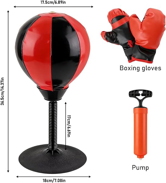 Mini Punching Ball, Hauteur 40 cm Punching Ball Ventouse, Punching Ball de Table, Mini Punching Ball de Bureau Anti-Stress Cadeau Amusant pour Amis ou Collègues pour Maison Bureau - 2