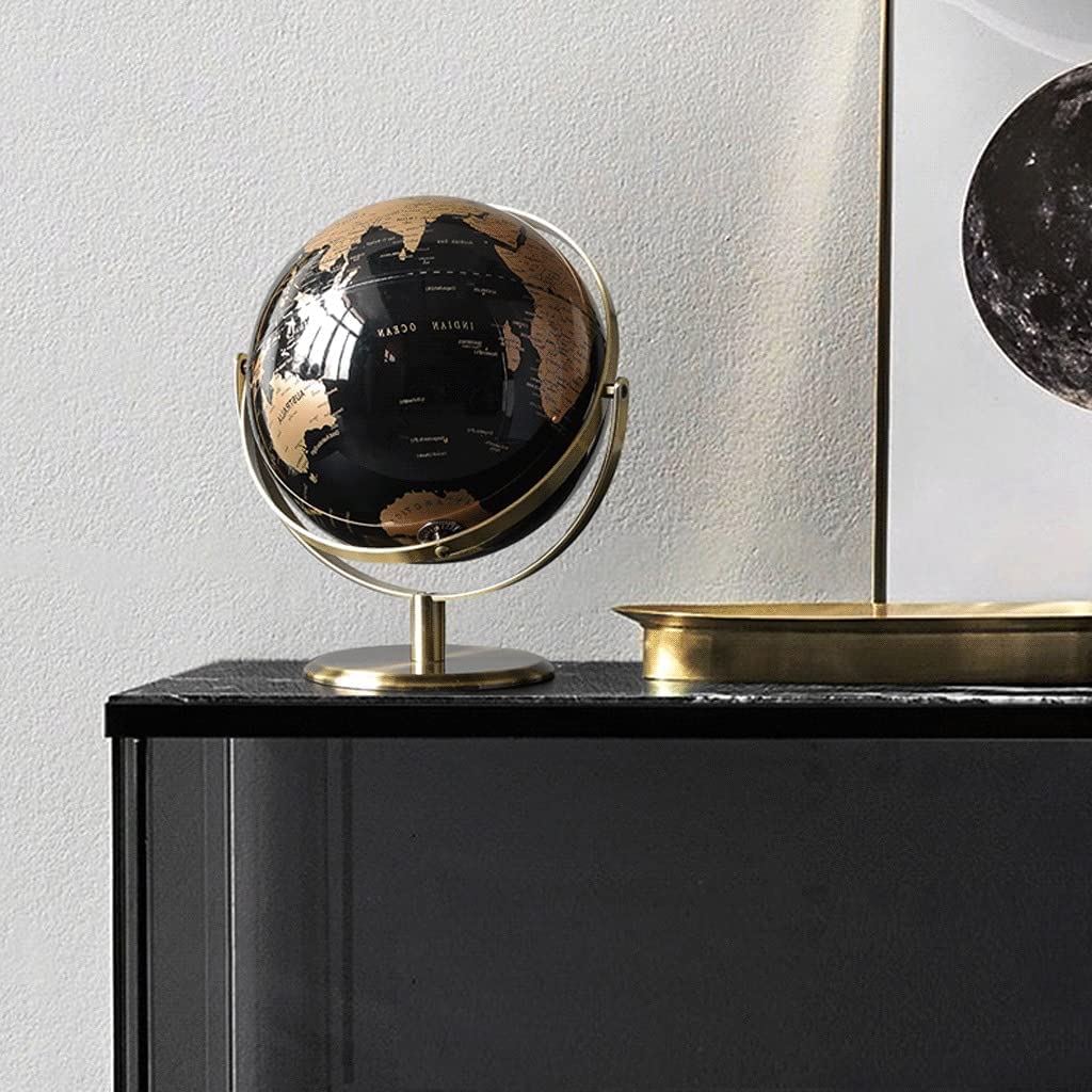 POCHY Belle Globes Globe éducatif en métal des océans Noirs Globes géographiques Globes du Monde durables Uniques pour cartographier Les Voyages Pratique Mode