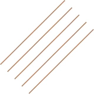 Therwen Pure Copper Round Rod 11.8 Inch Length Bare Copper Metal Rod Solid Copper Rod Lathe Bar Stock for Metal Crafts, Metal Working Hobbies (5 Pcs, 0.12 Inch/ 3 mm in Diameter)