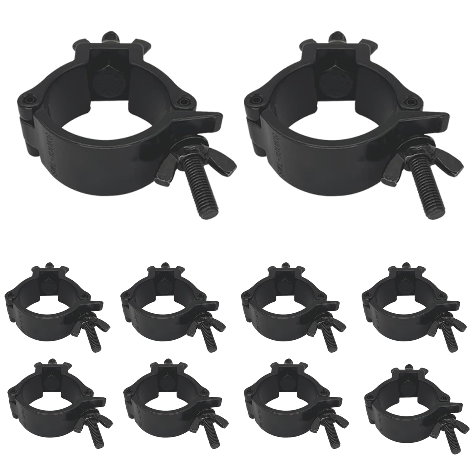 10 Ganci Professionali in Alluminio Nero per Truss 48-52mm - Attacco Rapido per Luci Palco, Eventi e DJ