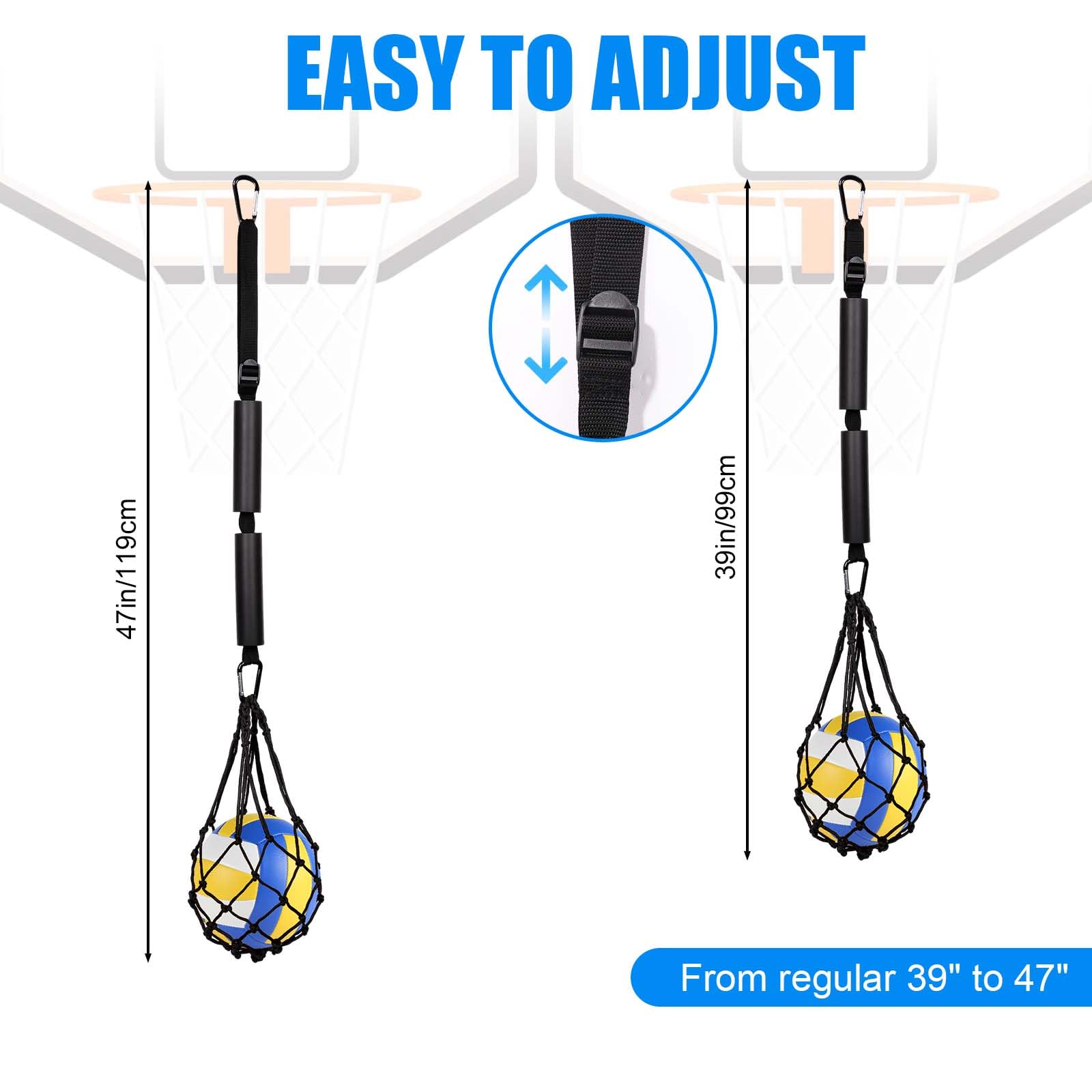 Volleyball Spike Trainer, Black Volleyball Hitting Training Equipment System with Carabiner Adjustable Volleyball Attack Aids Serving Practice Setting Tool for Beginners & Pro Jumping Arm Swing