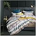 Eikei Bohemian Duvet Cover Striped Ethnic Boho Reversible Southwestern 400TC Cotton Bedding 3pc Set Navy White Orange Modern Geo Aztec Print (Queen, Teal Rust)
