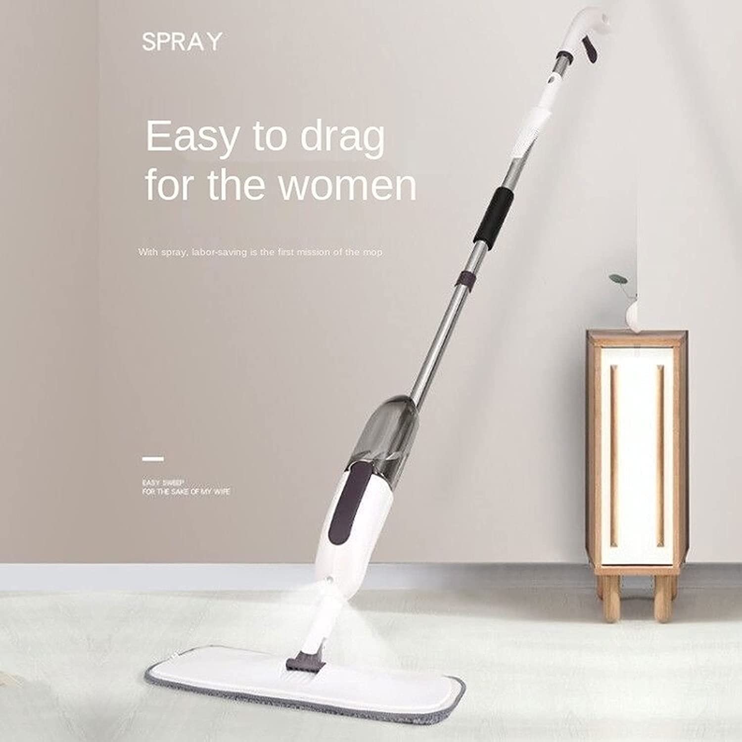 Inicio: Fregona con spray para limpieza de suelos con botella recargable y almohadillas lavables, mopa húmeda y seca para el hogar, cocina, madera dura, laminada, baldosas de cerámica (tamaño: 3)