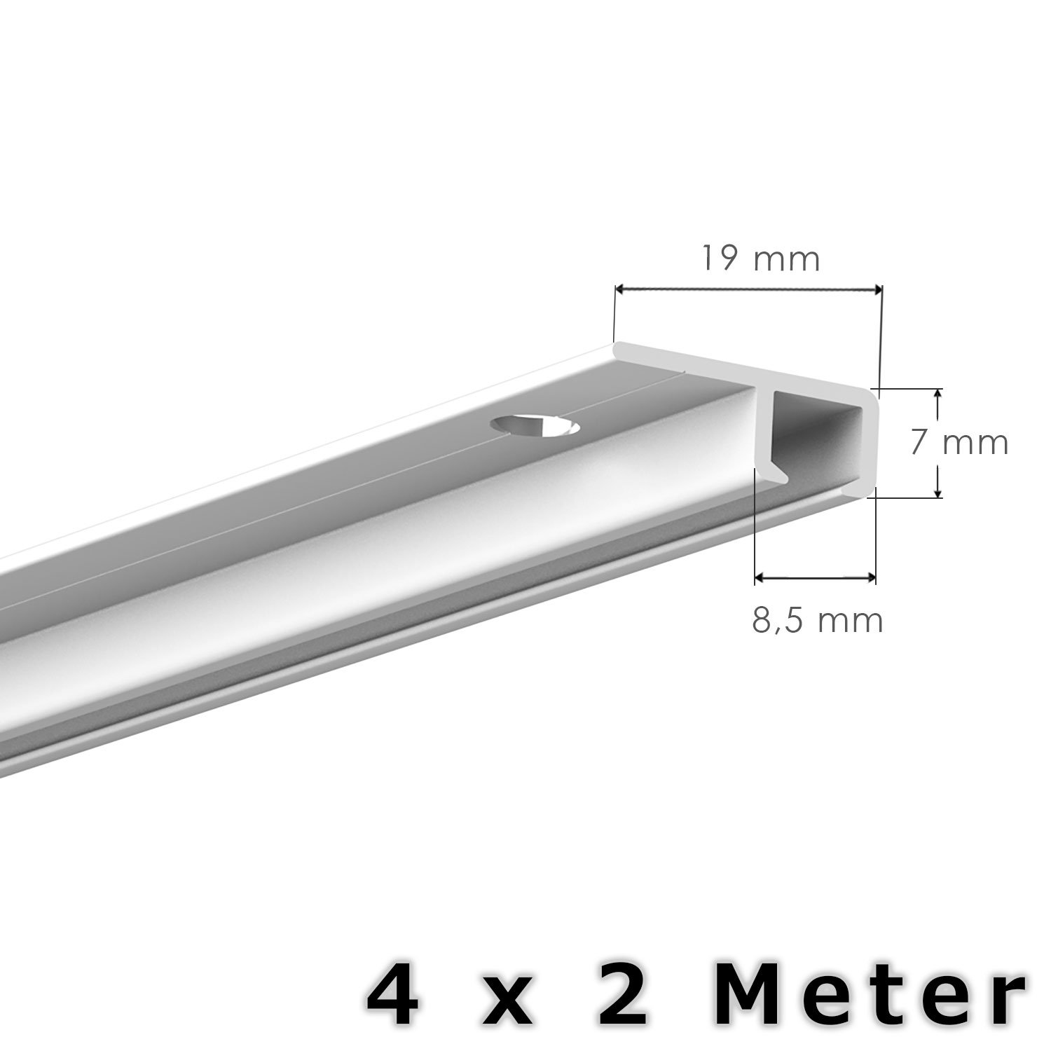 hang-it 8 Meter Deckenschienen - Galerieschienen - Bilderschienen Komplett Set 4 x 2m
