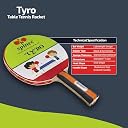 Spinec Tyro Table Tennis Bat Black Red (1 Racket) | Perfect for Family & Beginners | Colored Handle Shake Hand Grip TT Paddle gallery image