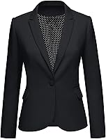 LookbookStore Women's Notched Lapel Button Blazer Jacket - Business Casual Work Office Suit with Pockets