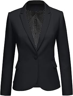 LookbookStore Women's Notched Lapel Button Blazer Jacket - Business Casual Work Office Suit with Pockets