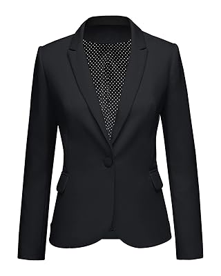 LookbookStore Womens Notched Lapel Pockets Button Work Office Blazer Jacket Suit