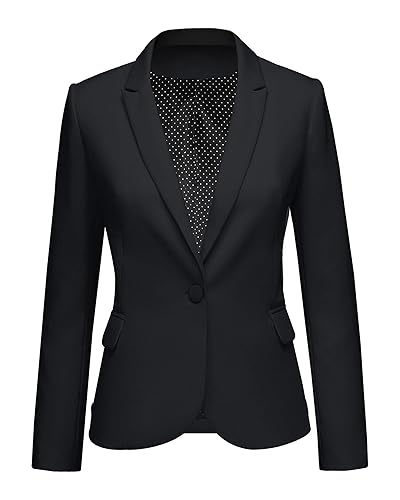 LookbookStore Womens Notched Lapel Pockets Button Work Office Blazer Jacket