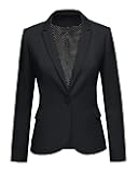 Womens Notched Lapel Pockets Button Work Office Blazer Jacket Suit