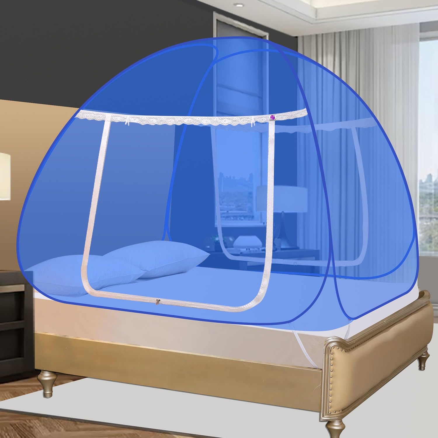 Double Bed Mosquito Net with Automatic Pop-Up Design | Foldable Fine Mesh Mosquito Tent for Home-image-40