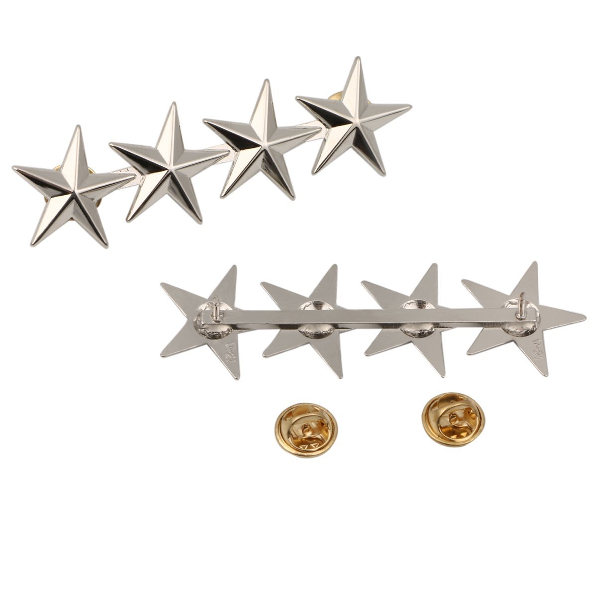 2 Paar US Army Offizier 4 Star General Rank Abzeichen Pin groß Farbe Silber