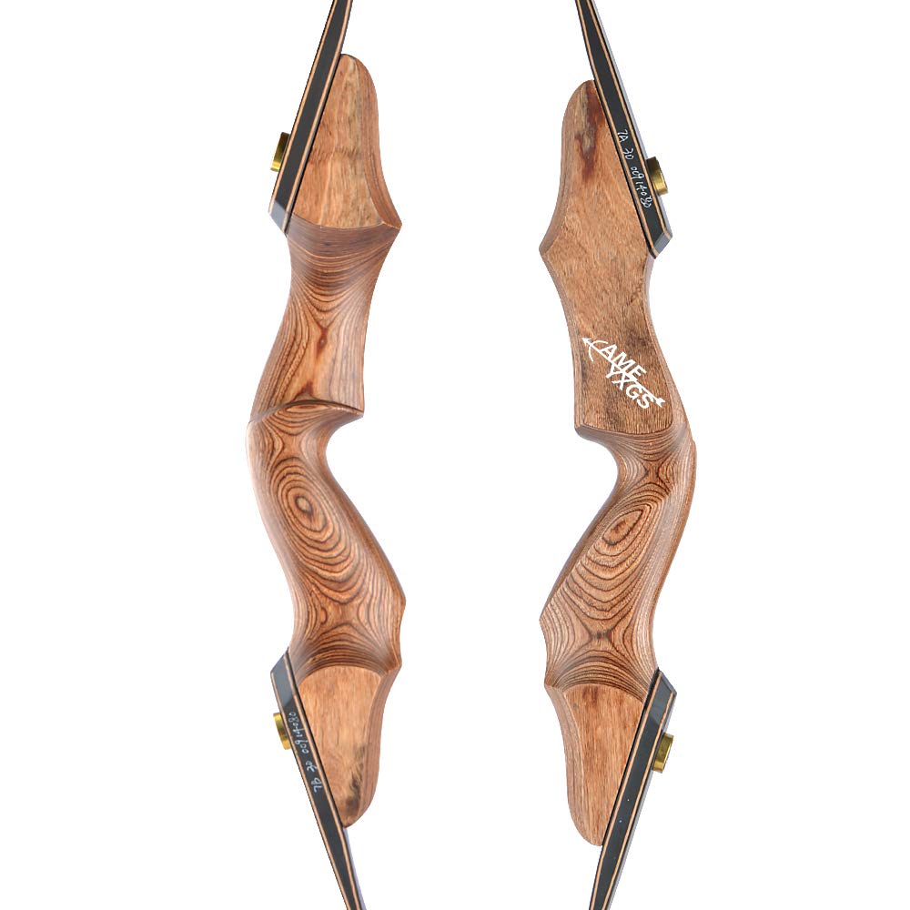AMEYXGS 60" Tiro con L'Arco Takedown Longbow Arco ricurvo e Freccia Set Riser in Legno 20-60lbs Arco da Caccia Arco Tradizionale da Caccia all'aperto Arco per Adulti Mano Destra